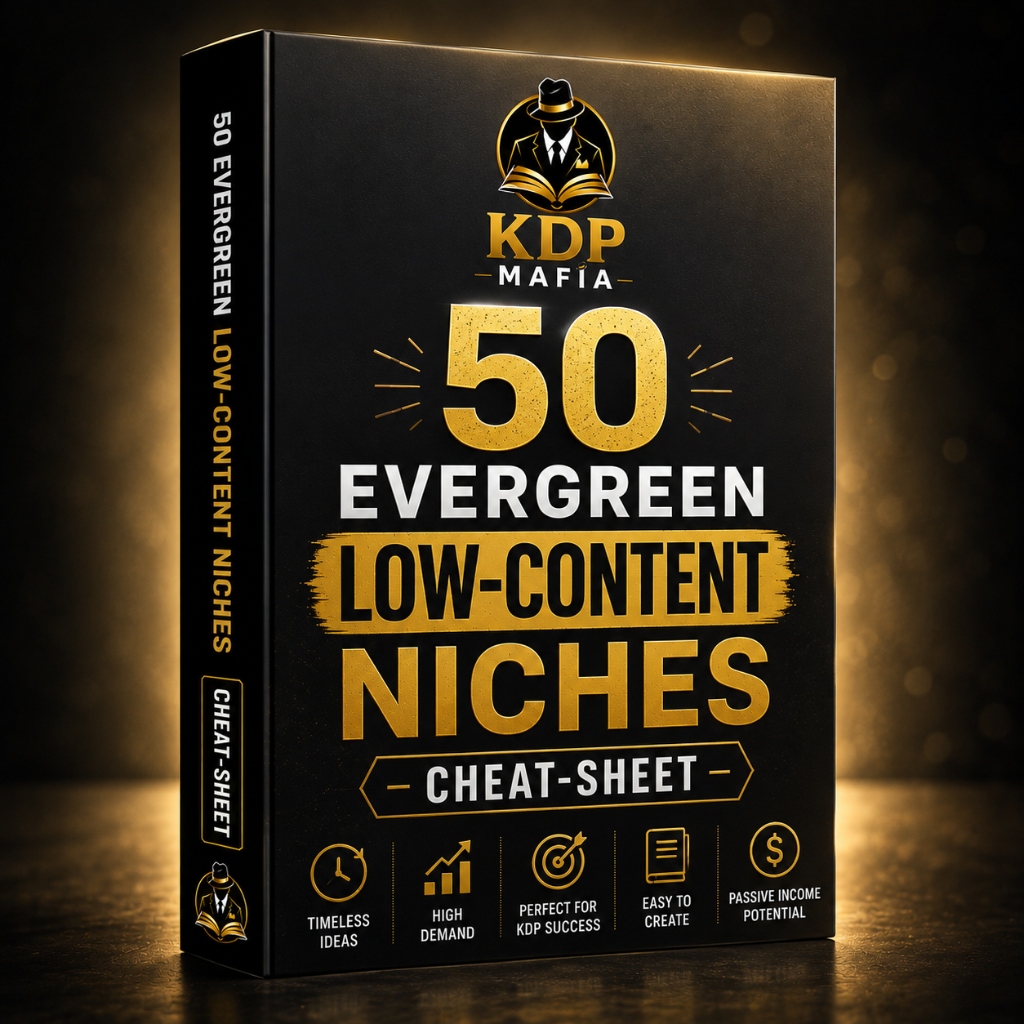 Bonus #2 - 50 Evergreen Low-Content Niches Cheat-Sheet 3D Box Mockup
