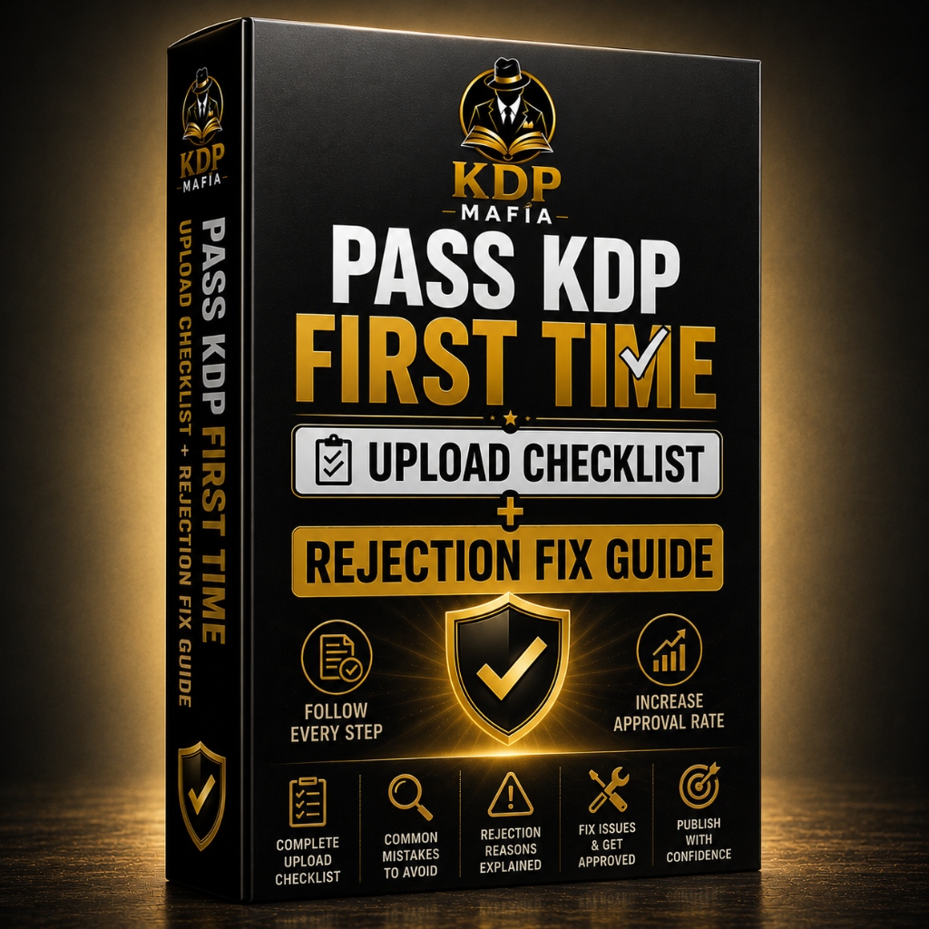 Bonus #5 - Pass KDP First Time Upload Checklist + Rejection Fix Guide 3D Box Mockup