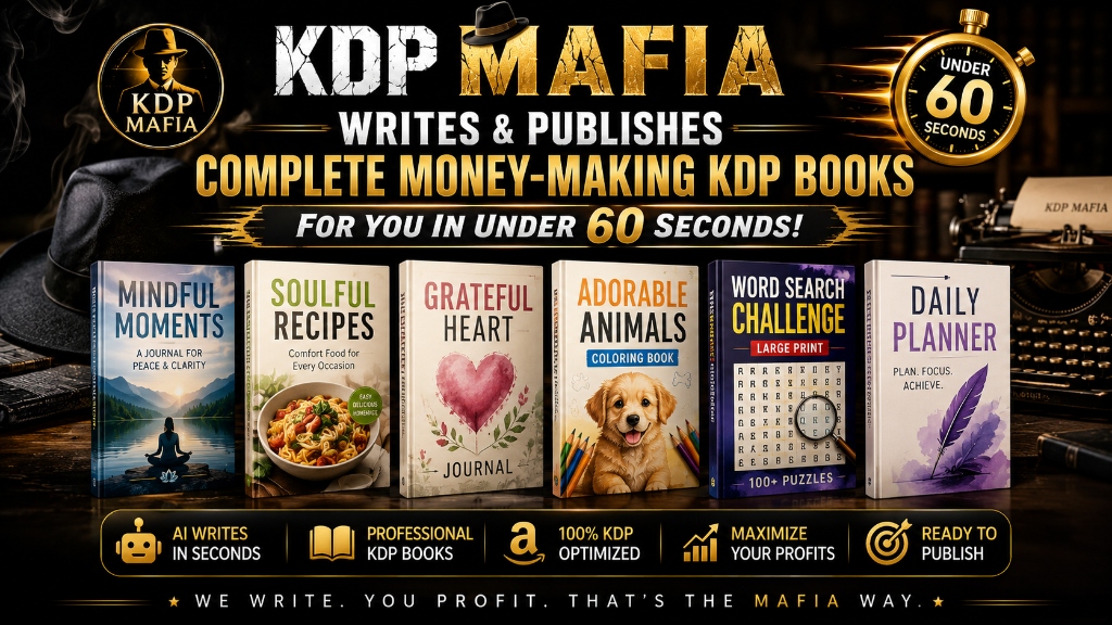 KDP Mafia Writes & Publishes Complete Money-Making KDP Books For You In Under 60 Seconds