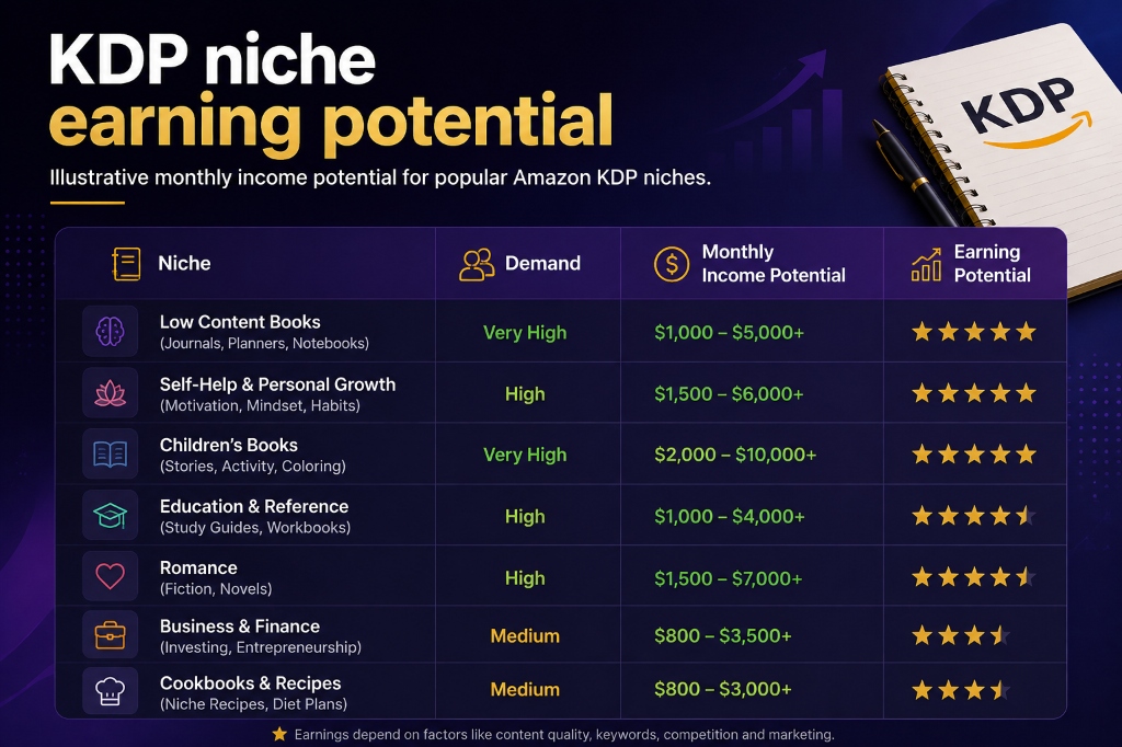 KDP Niche Earning Potential Breakdown Chart
