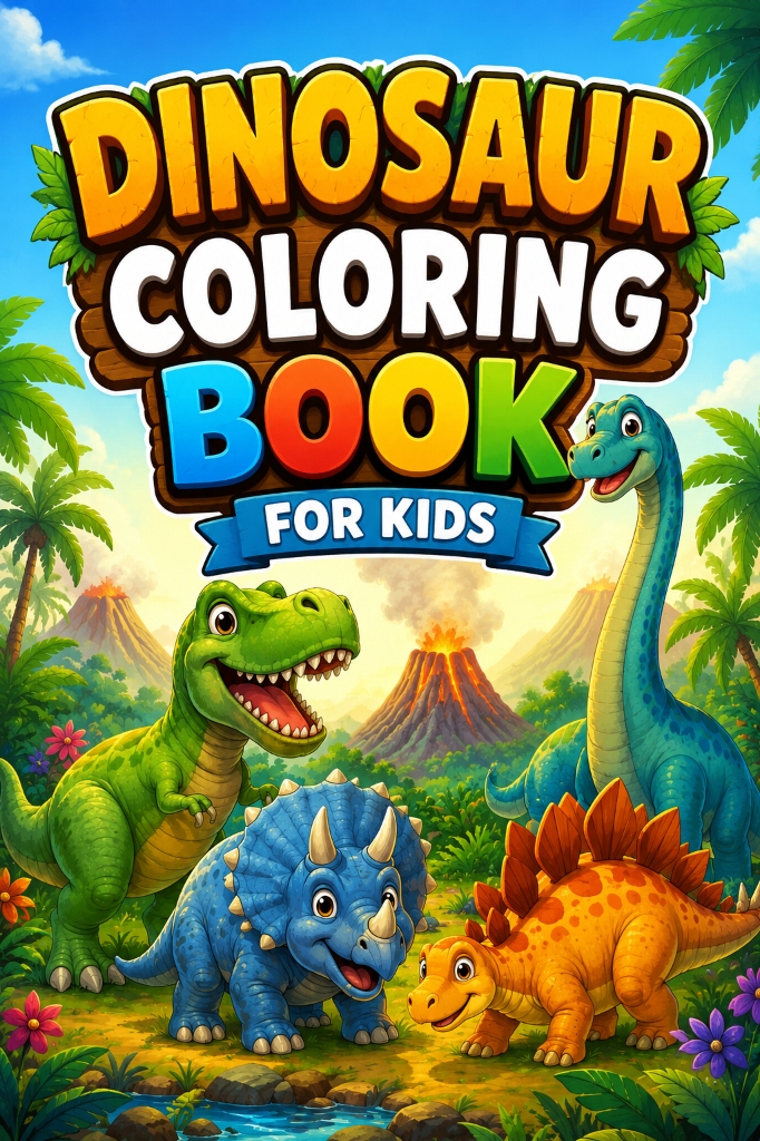 Dinosaur Coloring Book For Kids Cover