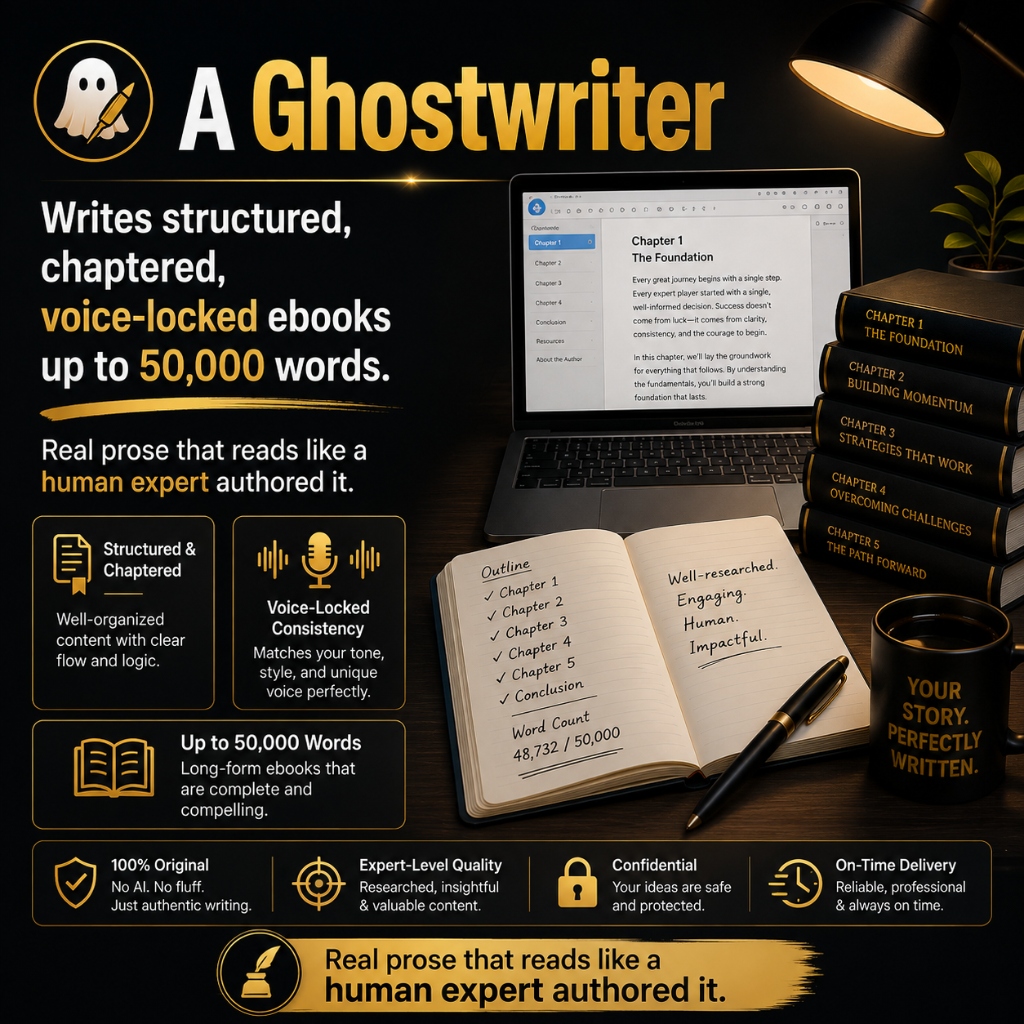 A Ghostwriter - Writes structured, chaptered, voice-locked ebooks up to 50,000 words